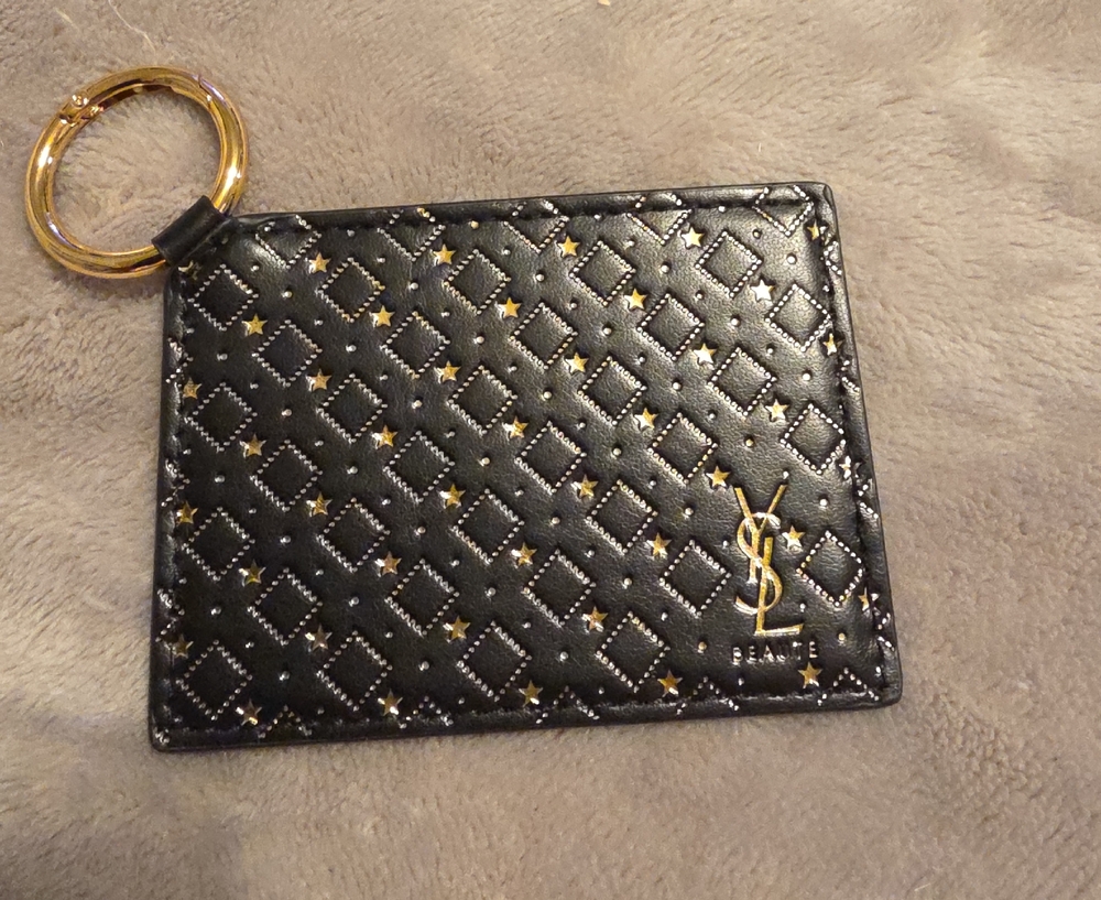 Yves Saint Laurent Black Quilted Pouch with Gold Stars